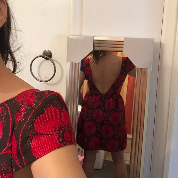 Alice+Olivia nelly puffed dress in red /us 4 - Picture 13 of 16